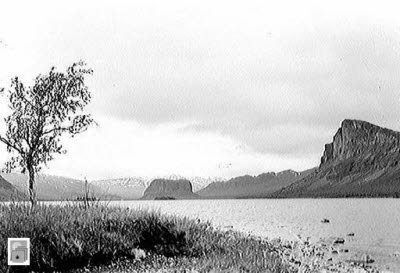 Porten till Sarek. Sjön Laidaure med fjället Skierfe till höger.