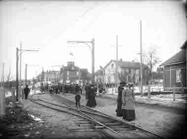 Samling till demonstration omkring 1910.