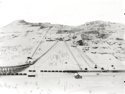 Fågelperspektiv av Kiirunavaara den 20 januari 1910.