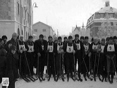 AIF:s första Kurravaarastafet startar vid Martinssons hörna 1930.