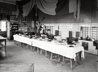 Visning i husmoderskolans kök.