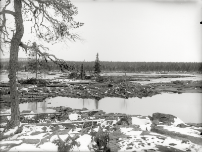 Mitt för forsarna nedanför Porjusselet. Panorama tillsamman med bild nr 691.